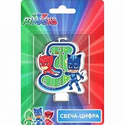 Свеча цифра "3" Герои в Масках 8 см/ 1 шт.