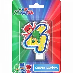 Свеча цифра "4" Герои в Масках 8 см/ 1 шт.