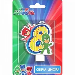 Свеча цифра "8" Герои в Масках 8 см/ 1 шт.
