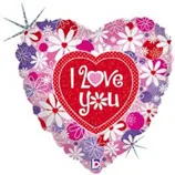 С 18"/46см Сердце Душ из цветов Любовь Голография / Showers of Flowers Love / 1 шт / (США)