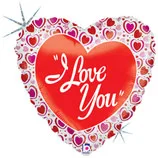 С 18"/46см Сердце Любовь Голография / Luci  Love / 1 шт / (США)