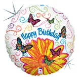 В 18 Бабочки и цветок С днём рождения Голография / Butterfly/ 1 шт / (США)