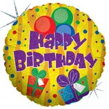 В 18 Подарки и шары С днём рождения Голография / Presents / 1 шт / (США)