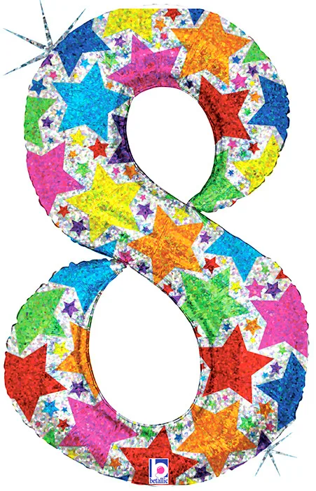 B 40"/102см Цифра "8" голография  / Eight / 1 шт / (США)