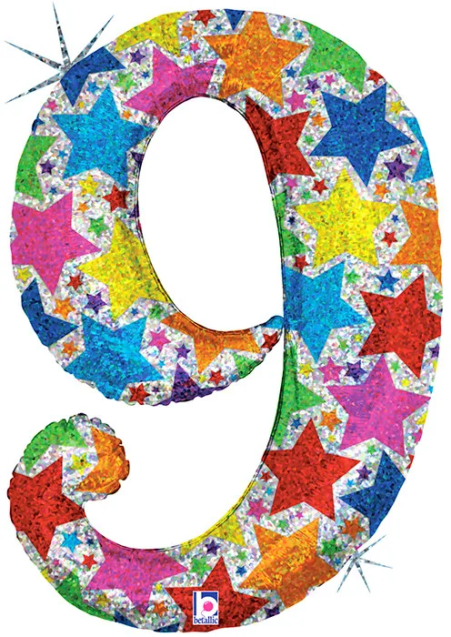 B 40"/102см Цифра "9" голография  / Nine / 1 шт / (США)