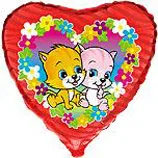 И 18 Сердце Коты с цветами / Cats flowears / 1 шт / (Испания)