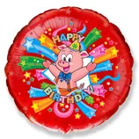 И 18"/46см Круг С днём рождения поросёнок / BD Pigs / 1 шт / (Испания)