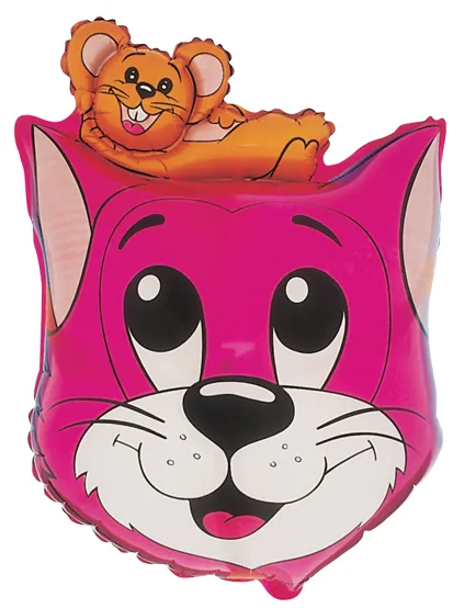 И 24 Кот с мышонком (фуксия) / Cat / 1 шт / (Испания)