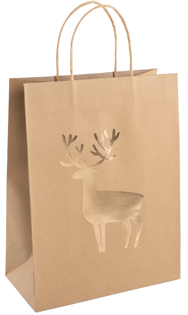 Пакет подарочный, Крафт 120гр, Новогодний, Дизайн №1, Металлик, 17*15*8 см, 1 шт.