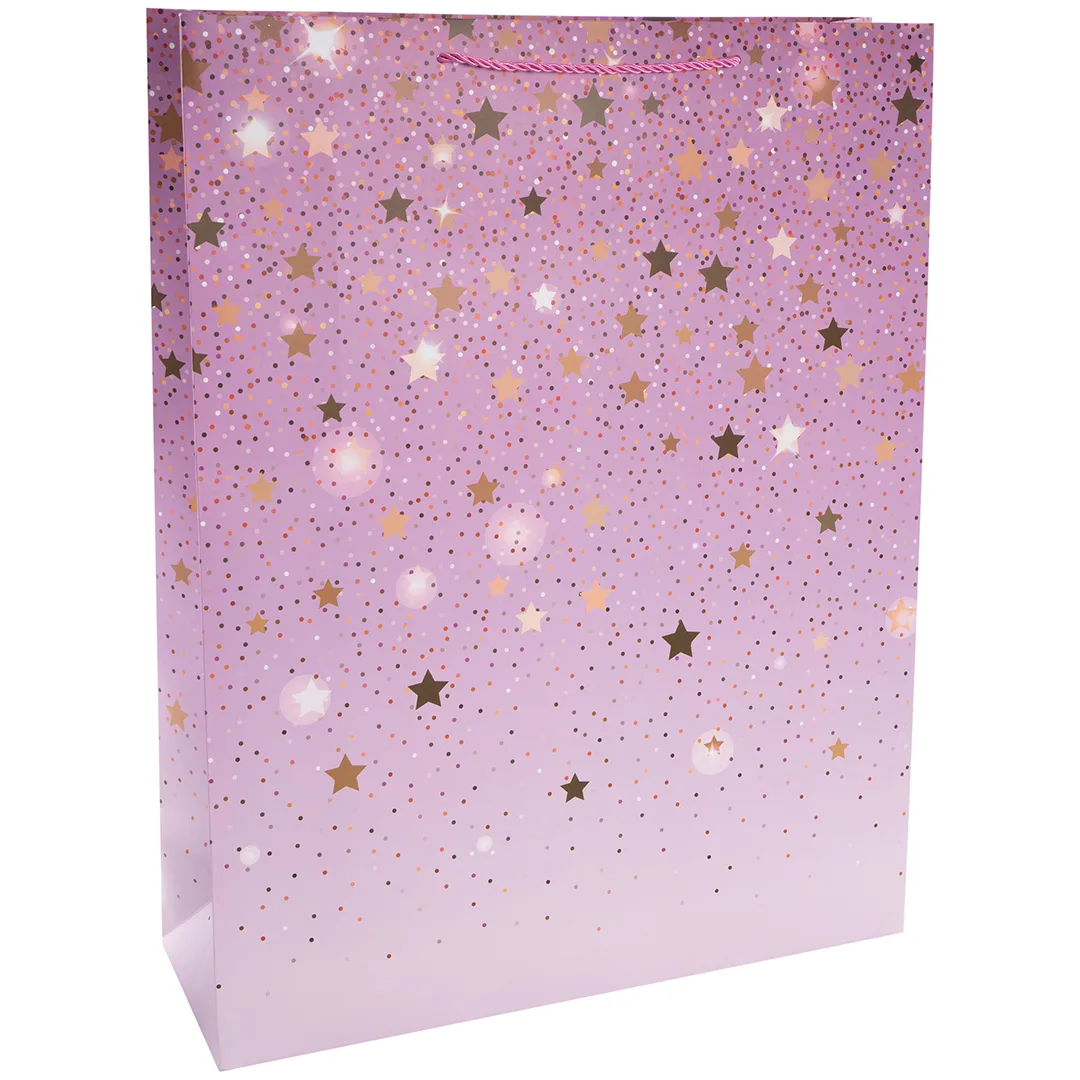 Пакет подарочный, 210гр, Звездные искры, Дизайн №1, 70*50*20 см, 1 шт.