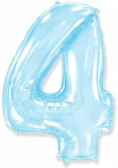 И 40"/102см Цифра, 4, Голубой, 1 шт.  (Испания)