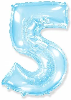 И 40"/102см Цифра, 5, Голубой, 1 шт.  (Испания)