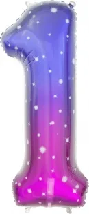 F (34''/86 см) Цифра, 1, Сияющий космос, Сиреневый, Градиент, в упаковке 1 шт. (Китай)