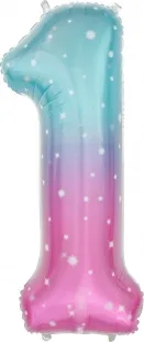 F (34''/86 см) Цифра, 1, Нежные искры, Розовый, Градиент, в упаковке 1 шт. (Китай)