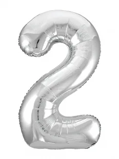Р 40"/102см Цифра "2" Slim, Серебро / 1 шт / (Россия)