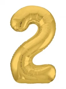 Р 40"/102см Цифра "2" Slim, Золото / 1 шт / (Россия)