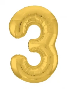 Р 40"/102см Цифра "3" Slim, Золото / 1 шт / (Россия)
