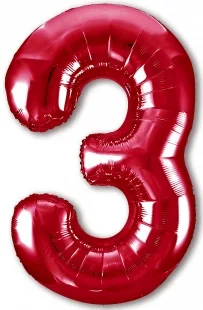 Р 40"/102см Цифра "3" Slim, Красный / 1 шт / (Россия)