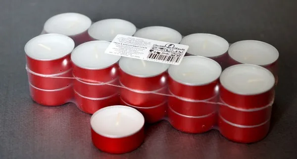 Свеча в гильзе красная 12 гр. (30 шт. в уп.) (Россия) 5,5 см.