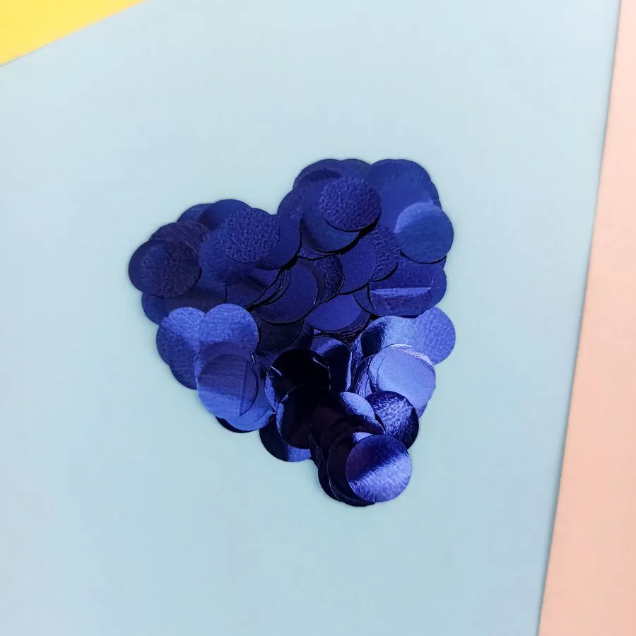 Конфетти фольга Круги 1 см синие (50 гр/уп.)