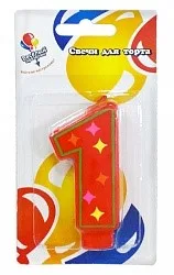 Свеча цифра "1" Красочная