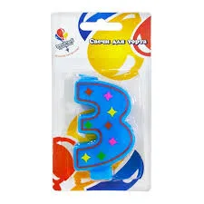 Свеча цифра "3" Красочная