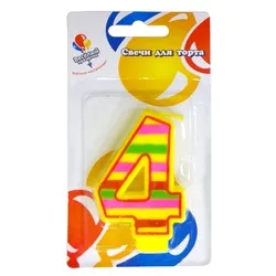 Свеча цифра "4" Красочная