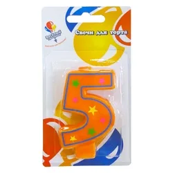 Свеча цифра "5" Красочная