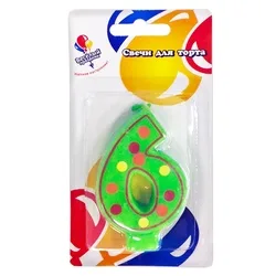 Свеча цифра "6" Красочная