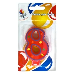 Свеча цифра "8" Красочная