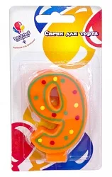 Свеча цифра "9" Красочная