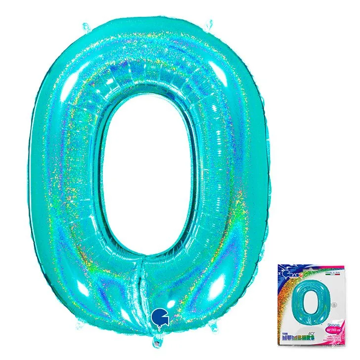 G 40"/102см Цифра "0" Тиффани голография в упаковке/1 шт./