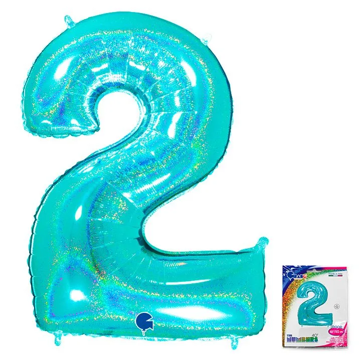 G 40"/102см Цифра "2" Тиффани голография в упаковке/1 шт./