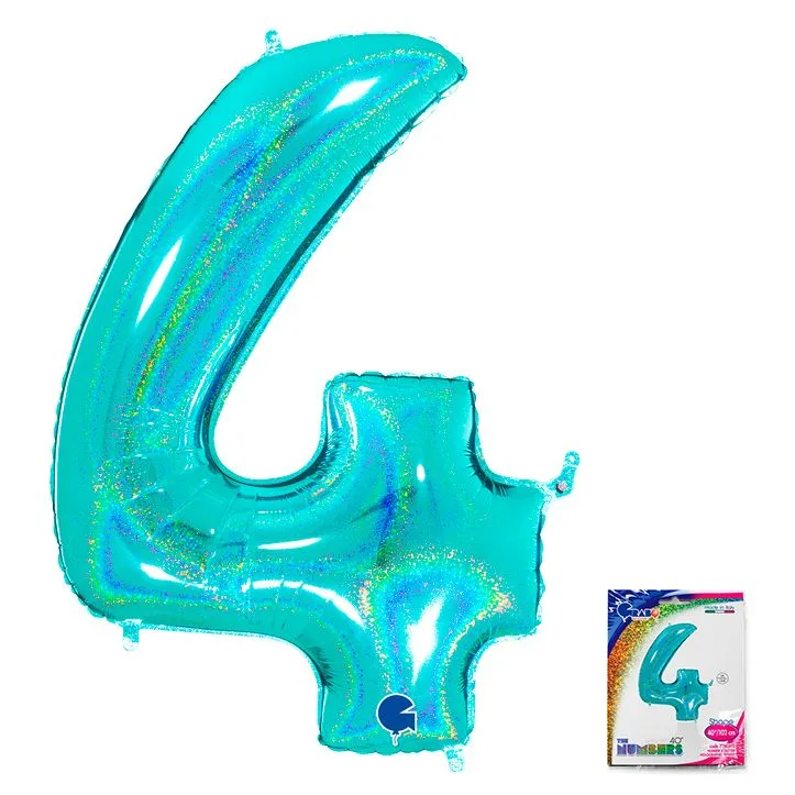 G 40"/102см Цифра "4" Тиффани голография в упаковке/1 шт./