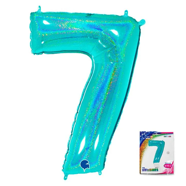 G 40"/102см Цифра "7" Тиффани голография в упаковке/1 шт./