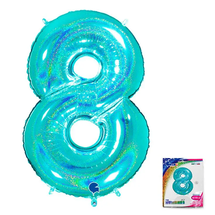 G 40"/102см Цифра "8" Тиффани голография в упаковке/1 шт./