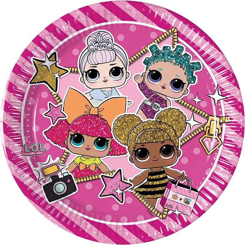 Тарелка 20 см "Куклы  ЛОЛ" / набор 8 шт. /