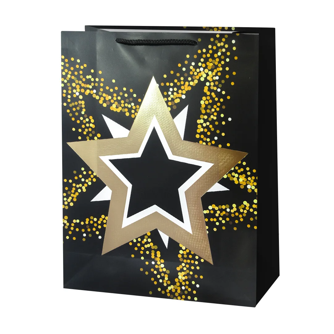 Пакет подарочный, Звездный час, Дизайн №4, Металлик, 32*26*10 см, 1 шт.