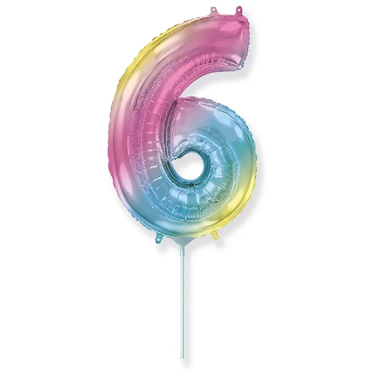 И 16"/41 см  Цифры "6" Радуга металлик / 1 шт. / Испания