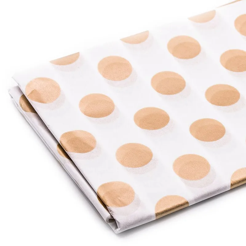 Бумага упаковочная тишью Розовое золото Горох 50*70 см/10 шт.