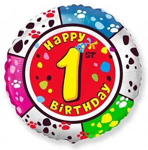И 18"/46см Круг, Цифра "1" С Днем рождения , 1 шт. (Испания)