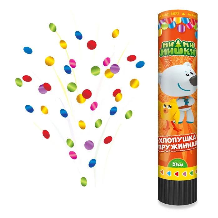 Пневмохлопушка 21 см. "Ми-Ми-Мишки!" блеск конфетти/ 1 шт./(Китай)