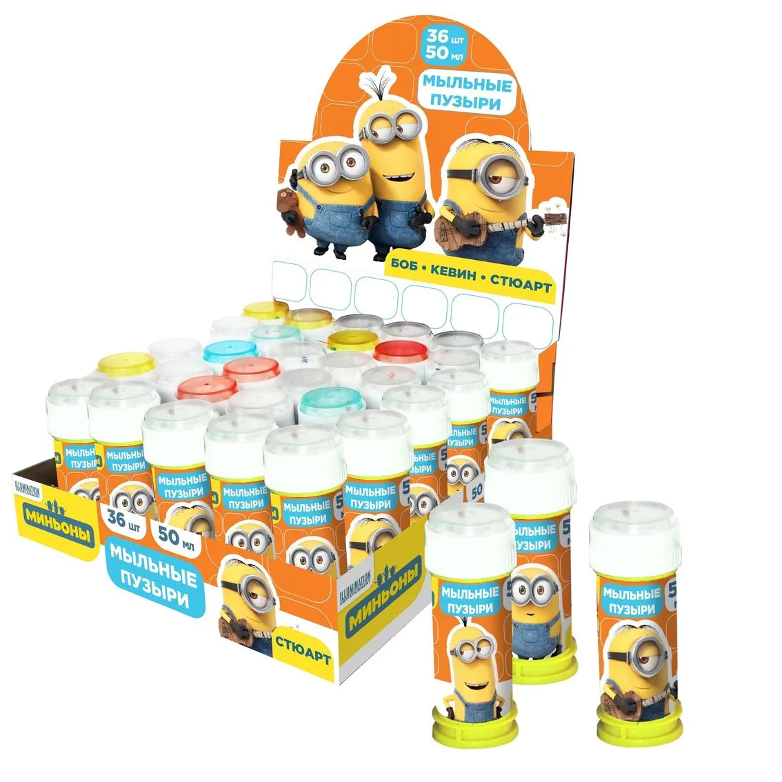 Мыльные пузыри "Миньоны", 50 мл., дисплей 36 шт.