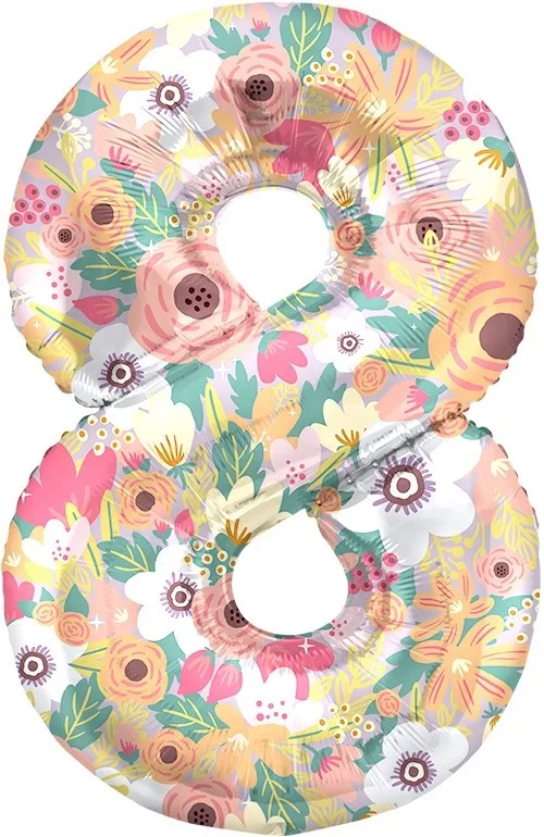 F 34"/86см Цифра, 8, Цветочный вальс, 1 шт. в упак.  (Китай)