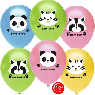 О 12''/30 см Милые зверята, Ассорти , пастель,1 ст, 50 шт.(Турция)