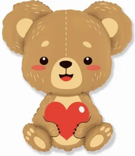 И 38"/97см  Плюшевый мишка с сердцем / 1 шт / (Испания)