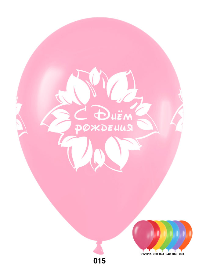 S 12 С днём рождения Цветок Ассорти Пастель / HB Flower / 100 шт. / (Колумбия)