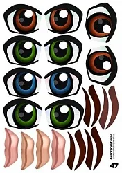 Наклейки "Глаза. Рты" №47  5 компл. на листе