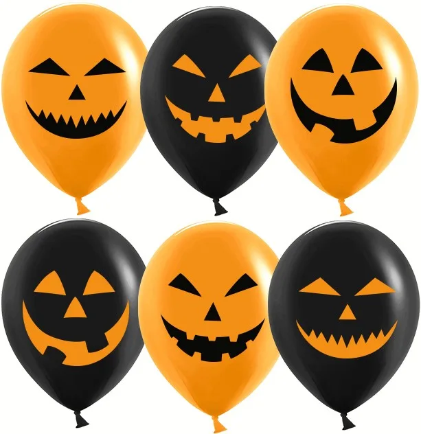 К 12"/30см Тыквы на Хэллоуин, Черный/Оранжевый, пастель, 2 ст, 25 шт./ (Китай)