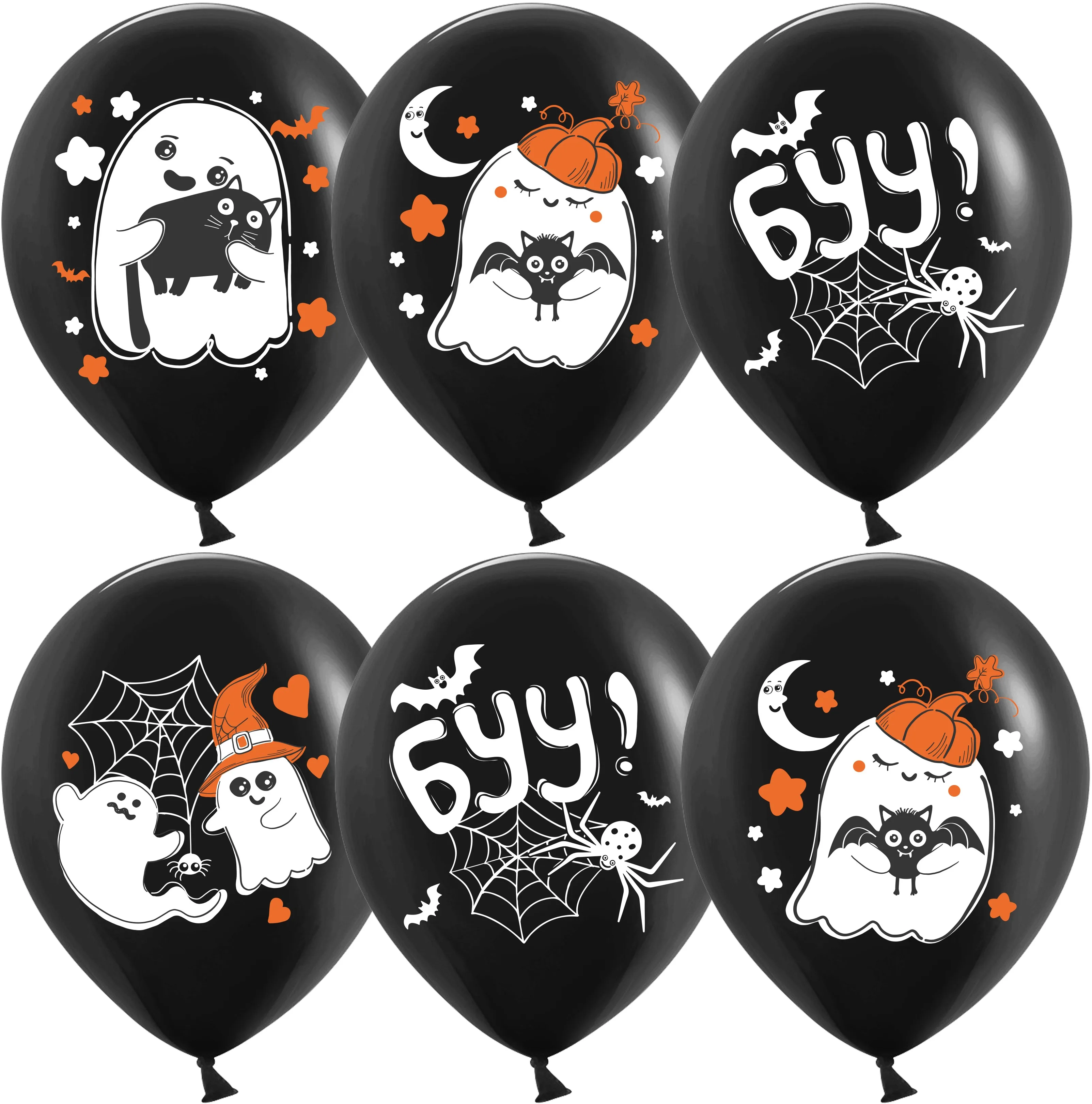 К 12"/30см Милые Привидения, Черный, пастель, 2 ст, 25 шт. / (Китай)